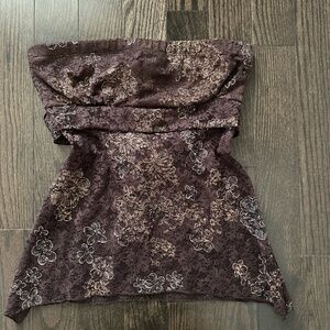 🤎 Brown Strapless Tie-Back Top